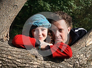 Fall Romance, portrait of loving couple