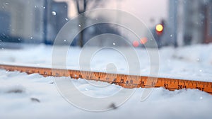 fall ruler in snow