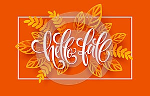 Fall sale background design with colorful paper cut autumn leaves. Vector illustration