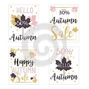 Fall Sale cards/ coupons, labels, discounts in vector