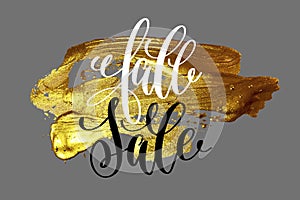 Fall sale hand lettering design on golden brush
