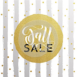 Fall sale poster banner vector gold pattern background for autumn shopping