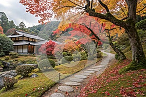 Fall scenery of colorful foliage of Japanese maple trees photo