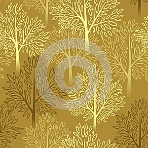 Fall season background. Autumn tree seamless