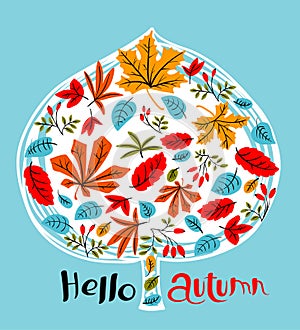 Fall season background with leaves