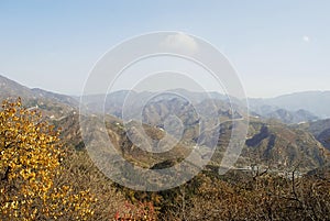 Fall season of yellow high land of China, colorful forest