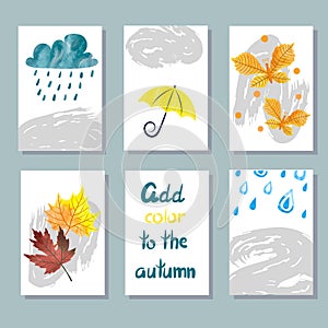 Fall set. Autumn card design templates