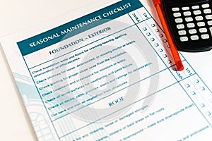 Fall and spring home maintenance checklist, to do list concept