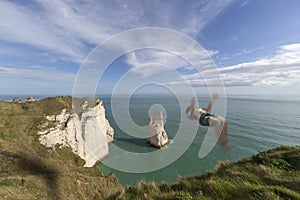 Fall on steep and high cliffs photo