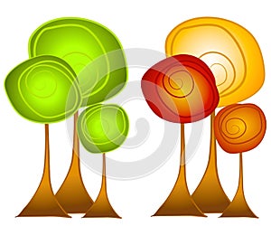 Fall and Summer Trees Clip Art