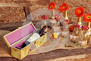 Fall and table decorations in nature