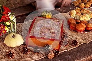 Fall and table decorations in nature