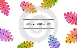 Fall thanksgiving seasonal banner with gradient colored oak leaves background