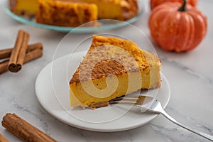 Fall traditional home made Thanksgiving pumpkin pie