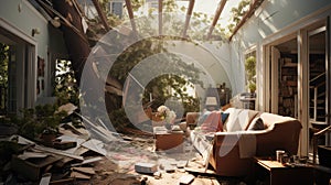 fall tree falling on house