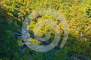 Fall View of Maury River at Goshen Pass, Virginia, USA