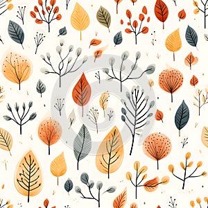 Fall watercolor seamless pattern background, AI generated, generative AI