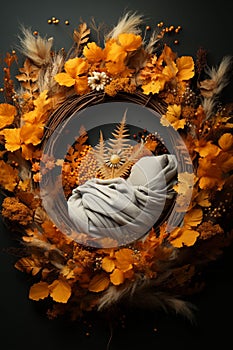 fall wreath digital background photo