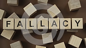 FALLACY word made with building blocks isolated