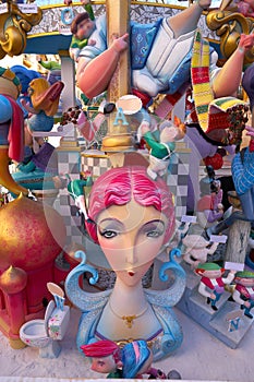 Fallas figures in Valencia popular fest Spain