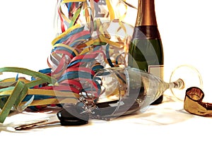 Fallen champagne glass and car keys