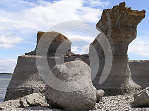 fallen granite stones