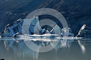 Fallen iceberg on Tasman glacier lake, New Zealand