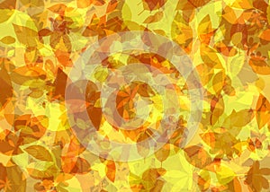 Fallen Leaves in Autumn Abstract Painting Background in Yellow Orange Colour