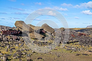 Fallen Moai Statues at Ahu Akahanga - Easter Island, Chile