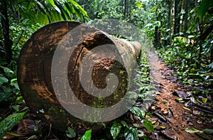 Fallen Tree Blocking a Forest Path