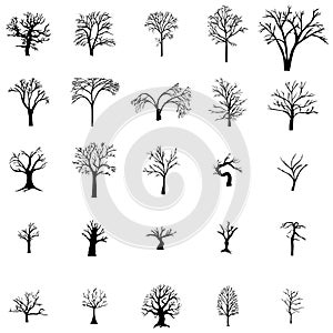 Fallen Tree silhouette set