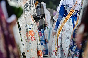 Falleras dress traditional with flowers, Spain, Valencia. Fashion fallas festival in Valencia photo