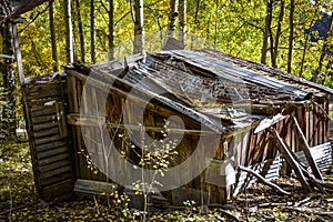 Falling Apart Old Building On the Mountain in Fall