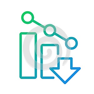 Falling arrow pixel perfect gradient linear vector icon