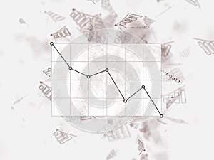 Falling bar chart on the white background graphics, down bar. Many chart on a black background. business, finance, investment, sav