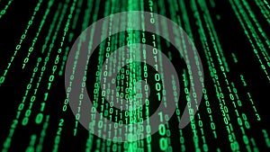 Falling binary code matrix rain abstract background