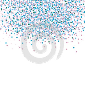 Falling Blue and Pink Confetti Vector Graphic. White Background. Soft Layout Design.