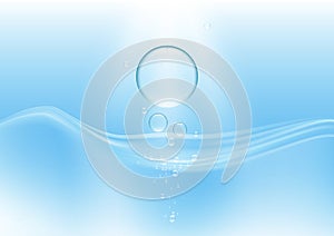 Falling blue water drops on water surface vector illustration