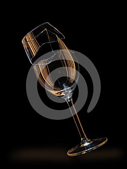 Falling broken wine glass