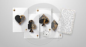 Falling casino dices and aces, The concept of winning or gambling. Poker and card games. , vector illustration