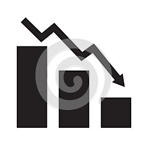 Falling chart icon on white background. flat style. falling chart icon for your web site design, logo, app, UI. falling arrow