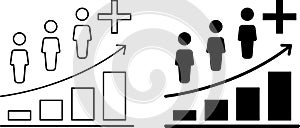 Population growth icon, increase social development, global demography, people evolution chart