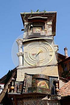 Falling clock tower in Sololaki old district of Tbilisi,Georgia