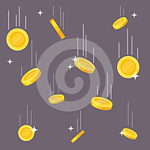 Falling coins. Money rain, flying dollar and euro golden coins. Jackpot luck, income growth and business success vector