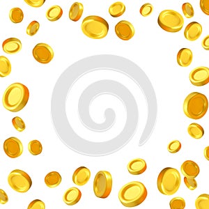 Falling coins vector 3d background