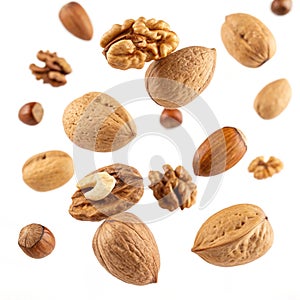 Falling Collection of Nuts Realistic Nuts