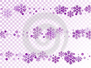 Falling colorful gradient snowflakes background, winter water crystals vector.