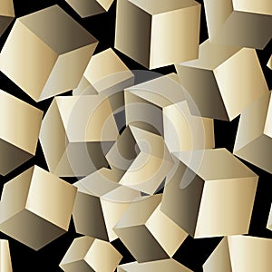 Falling cubes 3d seamless pattern. Geometric ornamental abstract background. Vector repeat geometrical backdrop. 3d random 3d