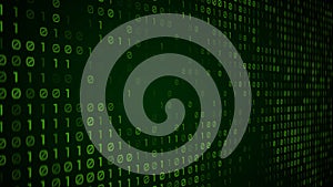 Falling digits on green backdrop