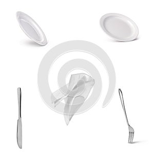 falling Dinnerware, plates, fork and spoons